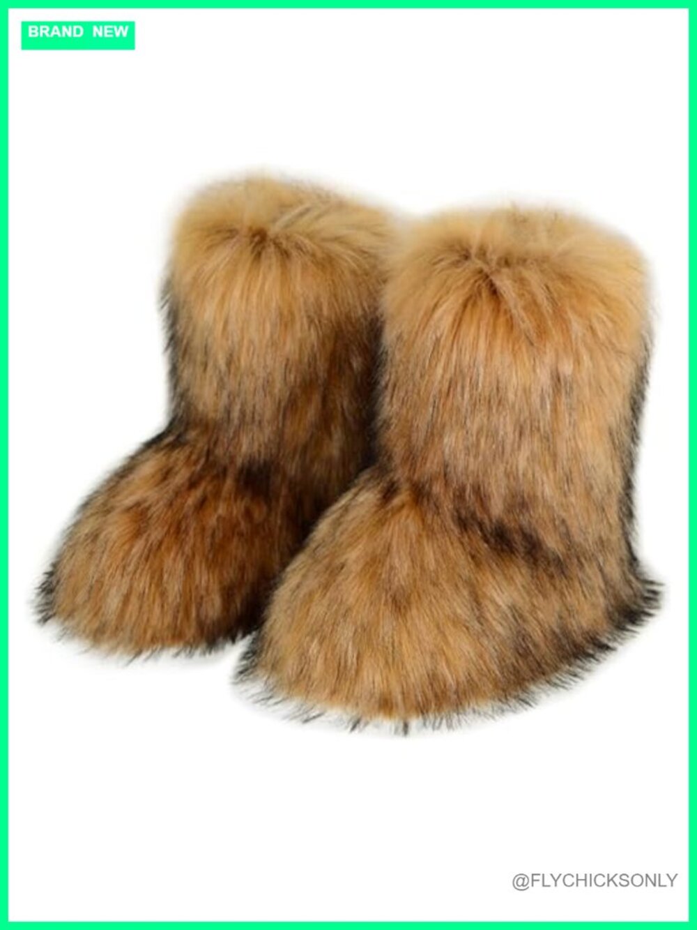 Faux Fur Mid Calf Snow Boots Fuzzy Fluffy Fur Lined Flat Winter Boots